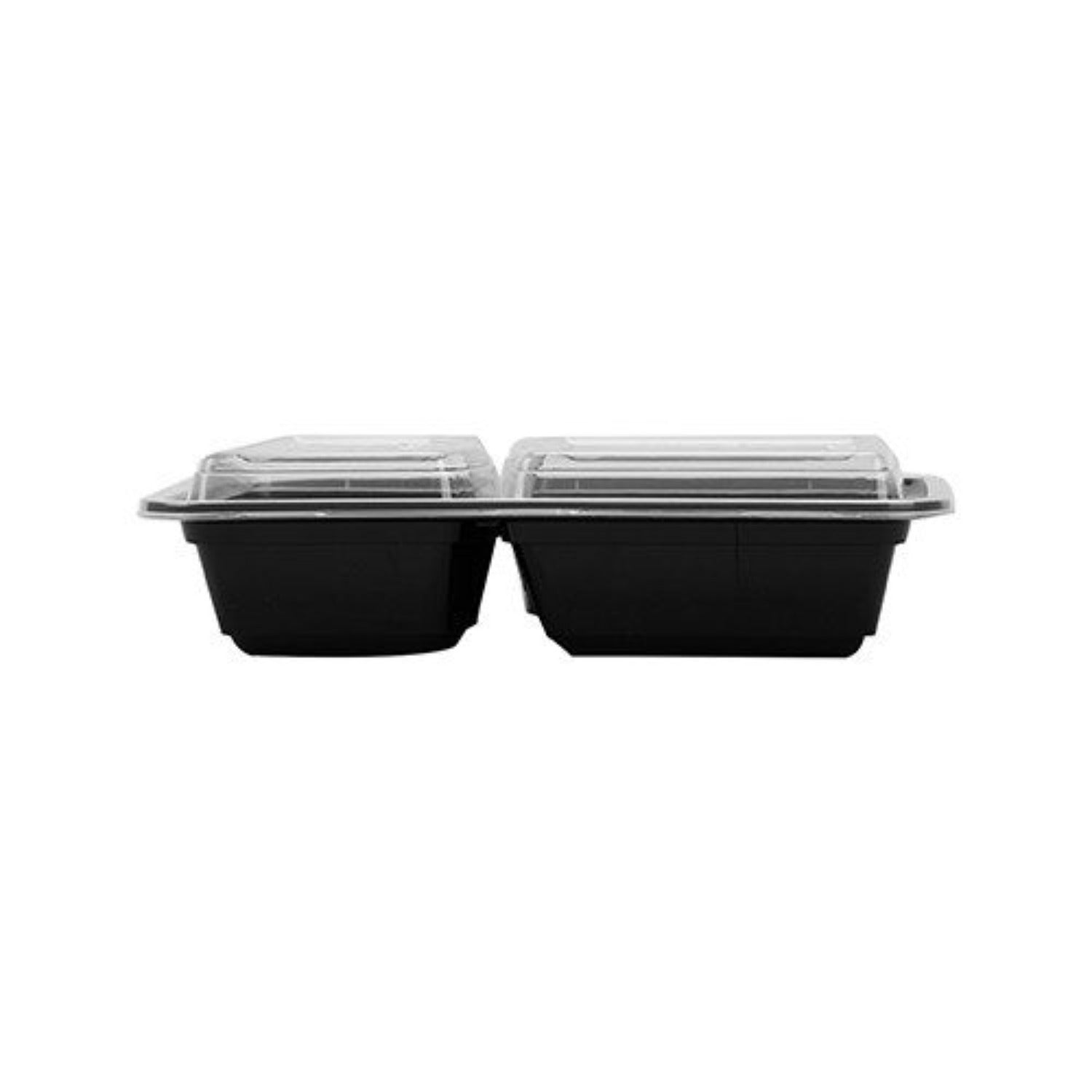 Black 2 Compartment Microwave Container and Lid - 150pk
