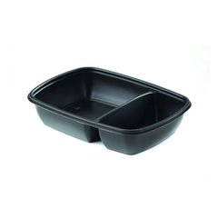 Sabert Black 2 compartment rectangular microwave container - 900ml 23x17 cm - 300pk
