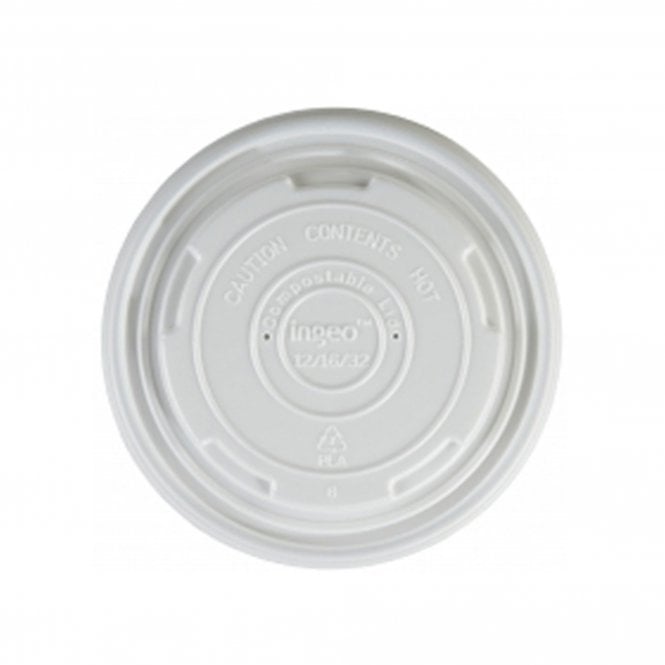 White Compostable Soup Container Lids 12-16oz 500pk