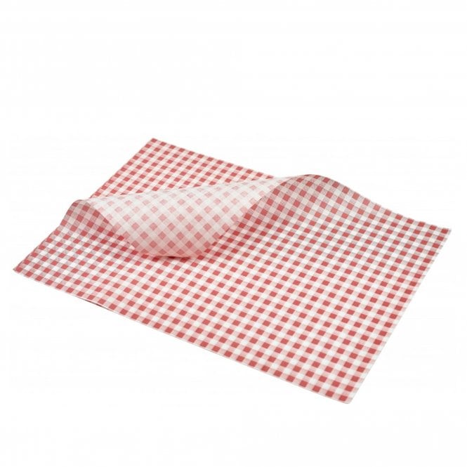 Greaseproof Paper Red Gingham (190x310mm) 200pk