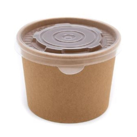 12oz Kraft Heavy Duty Soup Container & Plastic Lid - 500pk