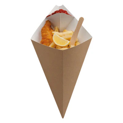 Small Kraft Cone With Dip Corner 500pk