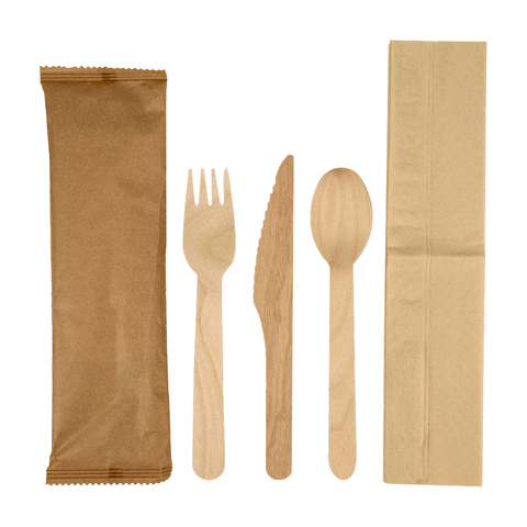 4in1 Wooden Cutlery Meal Pack 250pk