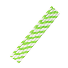 Green Striped Paper Smoothie Straws 8" - 250pk