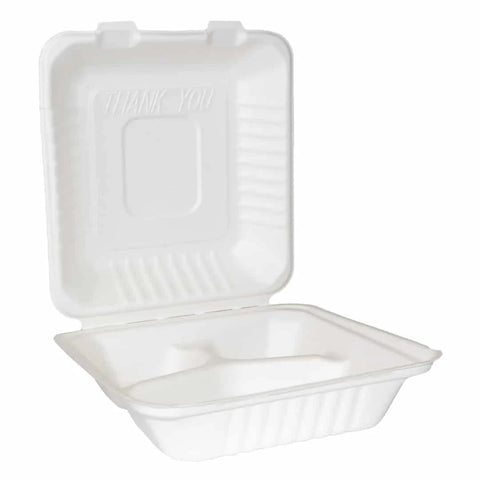 Bagasse Meal Box 9x9 - 3 Compartment - 200Pk