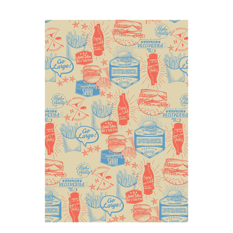 Burger Presentation Paper 10 x 17" (25.5 x 43cm) - Pack 1