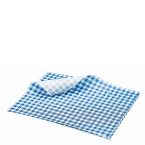Greaseproof Paper Blue Gingham Print 25 x 20cm- Pack 1