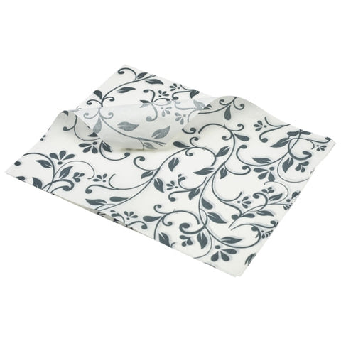 Greaseproof Paper Grey Floral Print 25 x 20cm- Pack 1