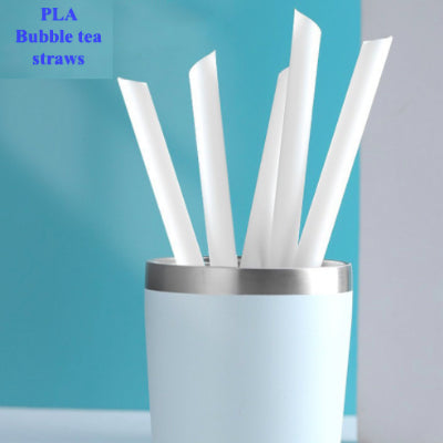 Wrapped PLA White Bubble Tea Straw - 100pk
