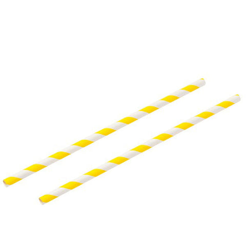 Yellow & White Paper Straws 8" 250pk