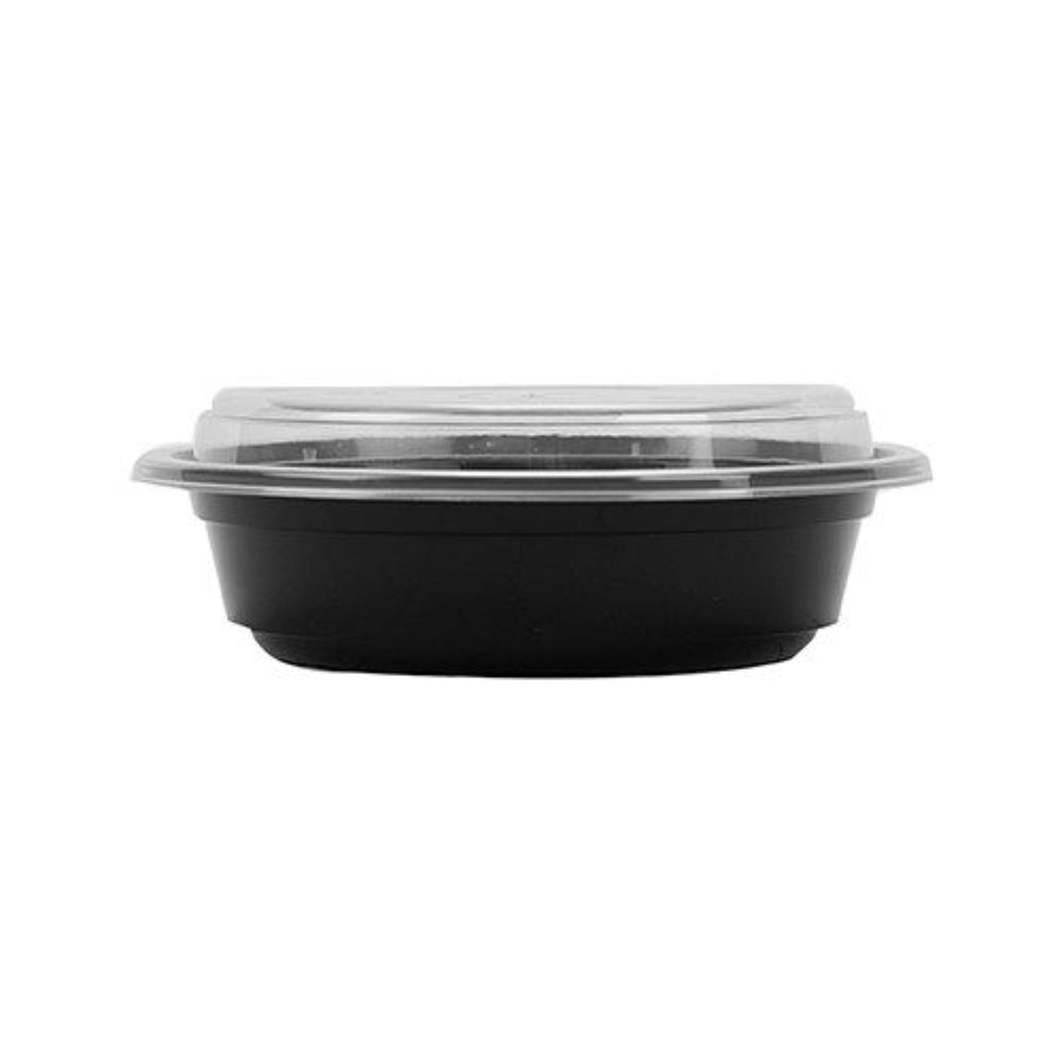 Black 16oz Round Micro Cont and Lid 150pk