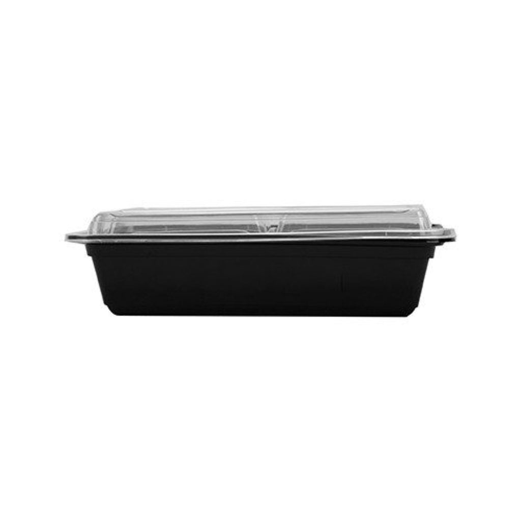 Black 24oz Rectangular Micro Container & Lid 150pk – Tiki Packaging