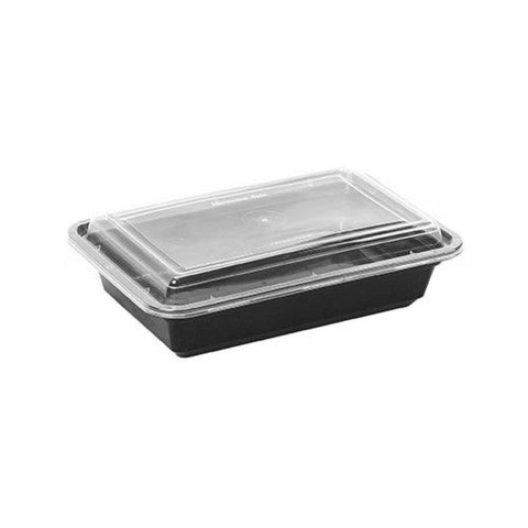 Black 32oz Rect Microwave Container & Lid 150pk