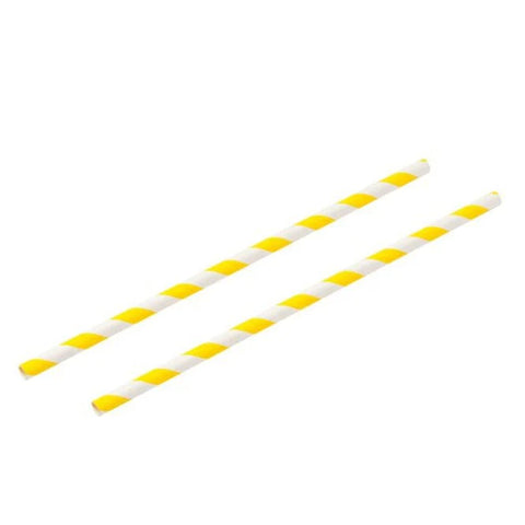 Yellow & White Paper Straws 8" - 250pk