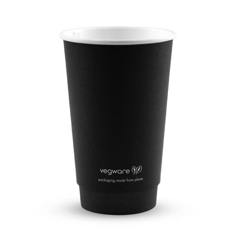 Vegware 16oz Double Wall Black Hot Cup, 89-Series - 400pk