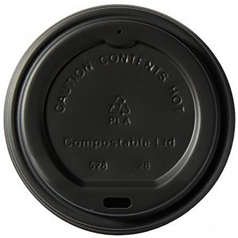 Black Compostable Coffee Cup Lids 8oz 1000pk
