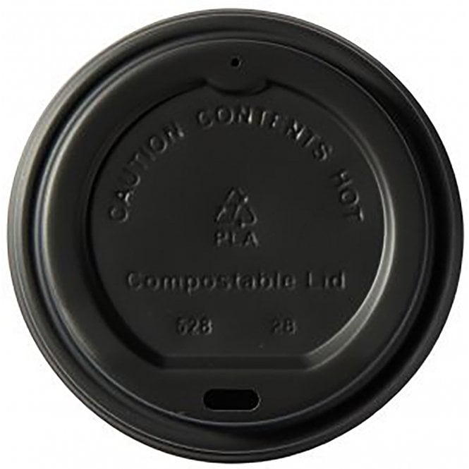 Black Compostable Coffee Cup Lids 8oz 1000pk