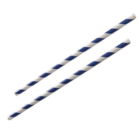 8" Recyclable Blue & White Paper Straws Case (40 x 250pk)