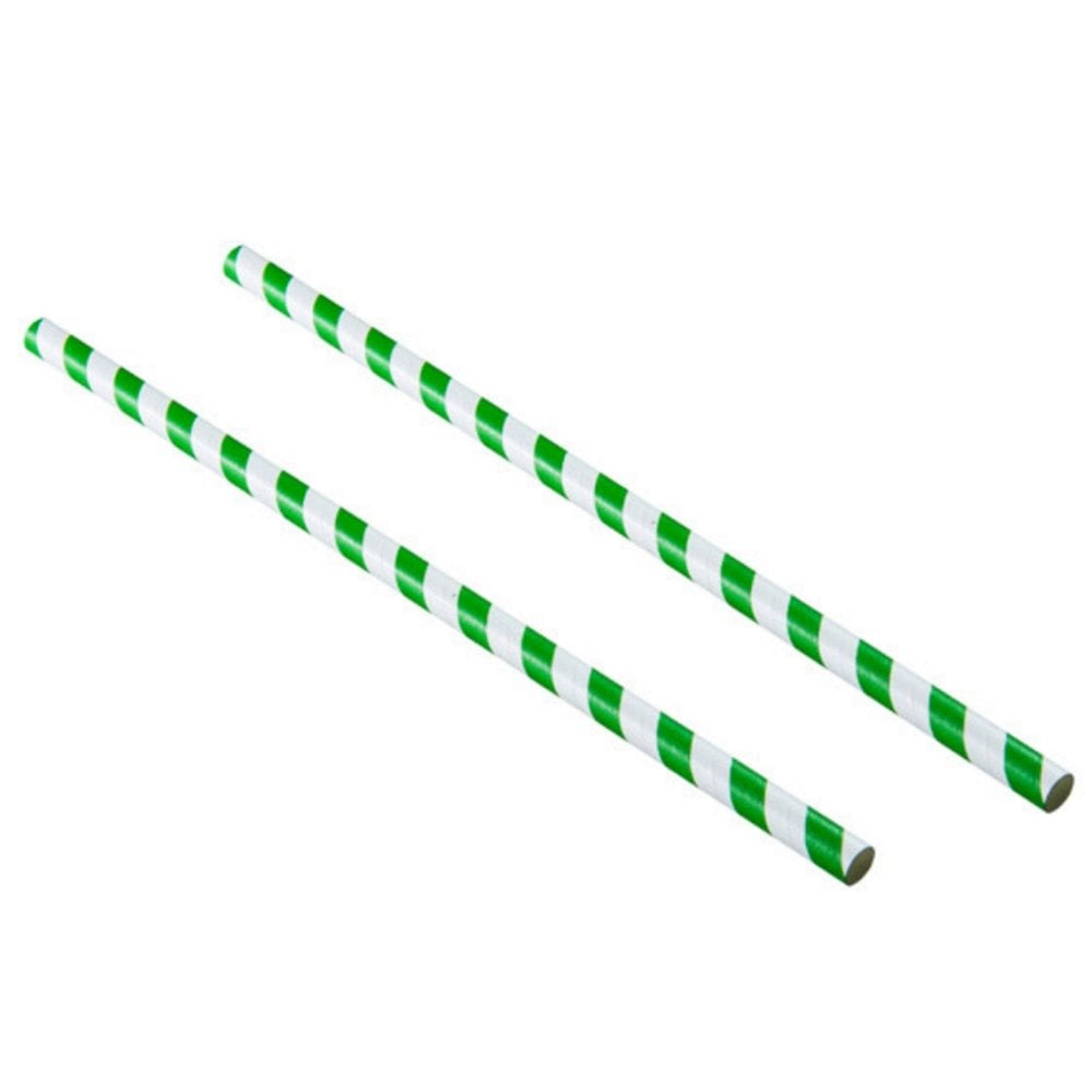 8" Recyclable Green & White Paper Straws Case (40 x 250pk)