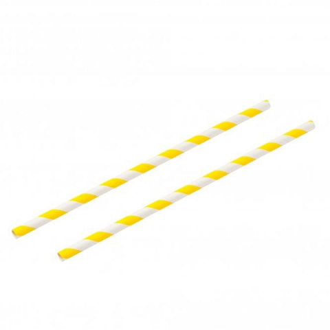 8" Recyclable Yellow & White Paper Straws Case (40 x 250pk)