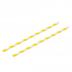8" Recyclable Yellow & White Paper Straws Case (40 x 250pk)